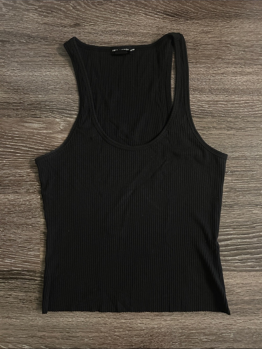 Good American Black Ribbed Tank